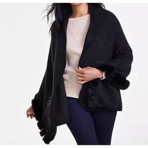 I.N.C. International Concepts Women's Faux-Fur-Trim Wrap - OS